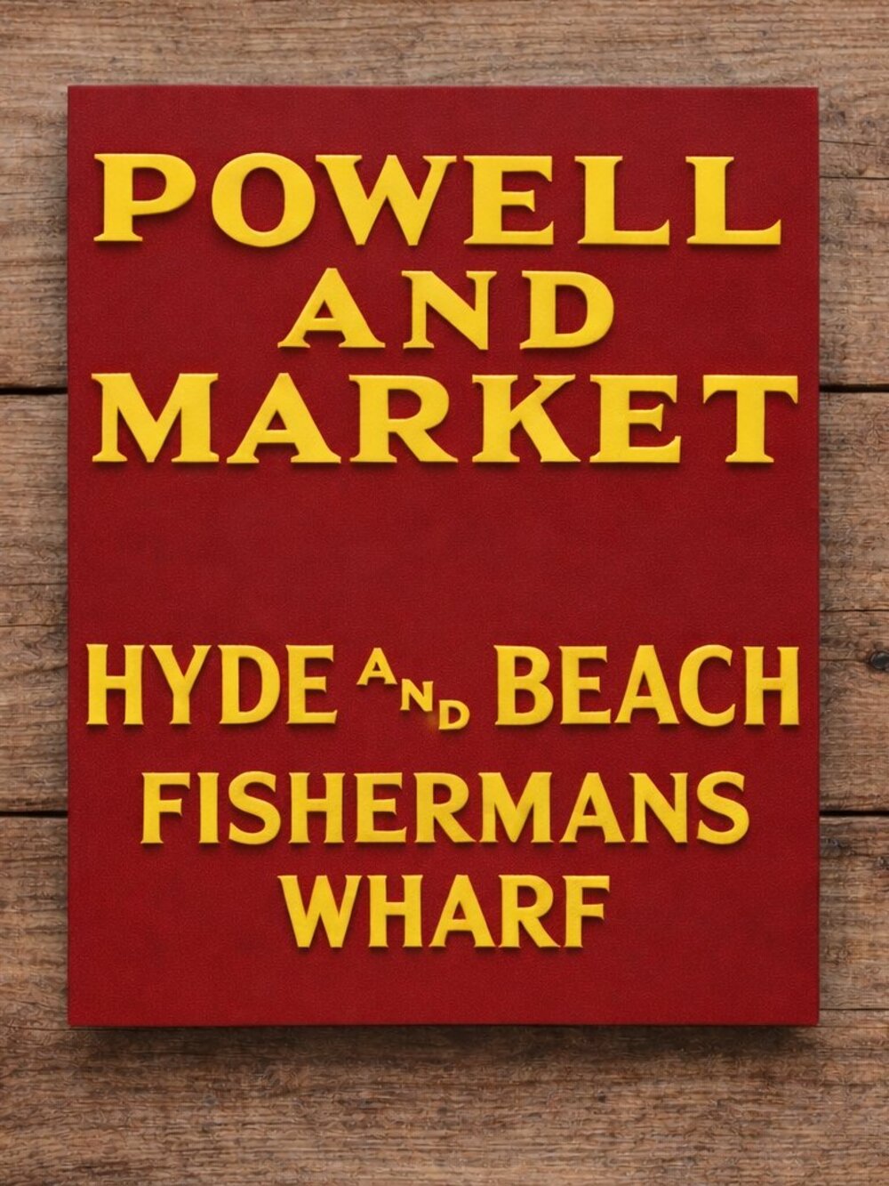 San Francisco California Cable Car Sign Fisherman Wharf Powell Market Hyde Beach